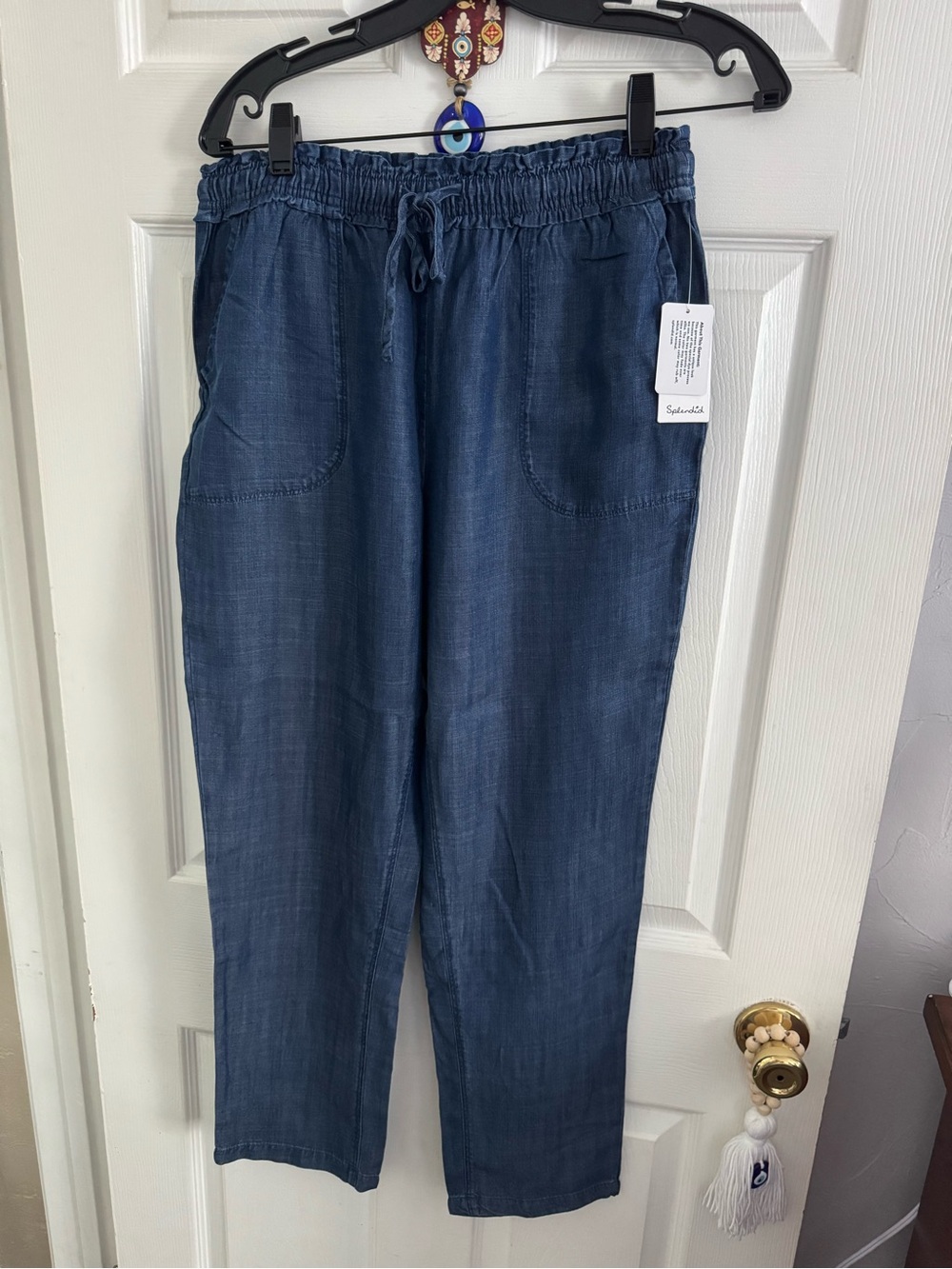 Splendid Indigo Blue Straight-Leg Drawstring Jeans